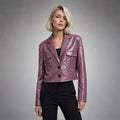 The Vivienne Croc-Embossed Blazer in Plum — front