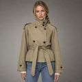 The Marlow Cropped Trench Jacket in Khaki — front