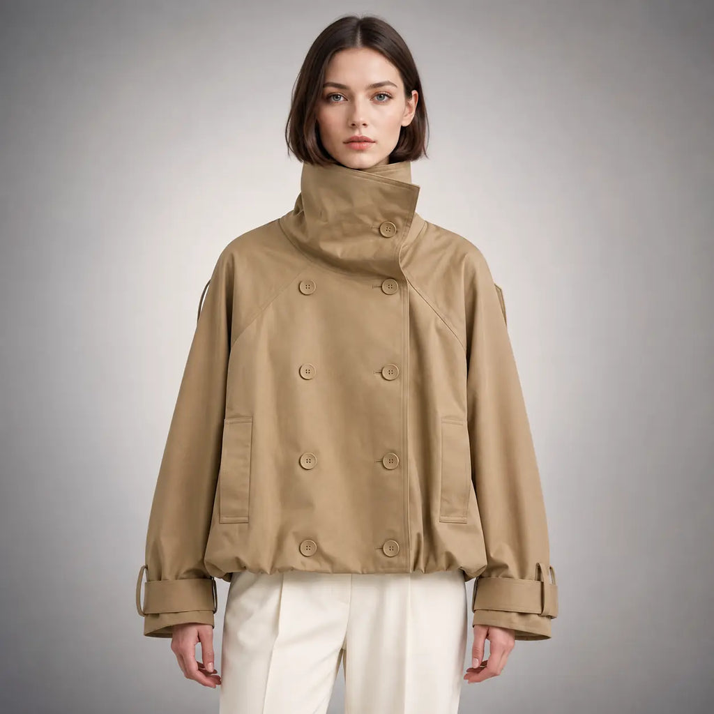 The Auden Funnel-Neck Jacket in Khaki — front