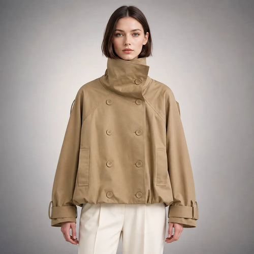 The Auden Funnel-Neck Jacket in Khaki — front