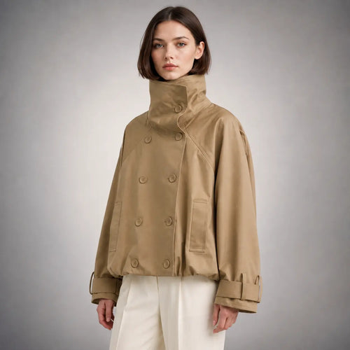 The Auden Funnel-Neck Jacket in Khaki — second view