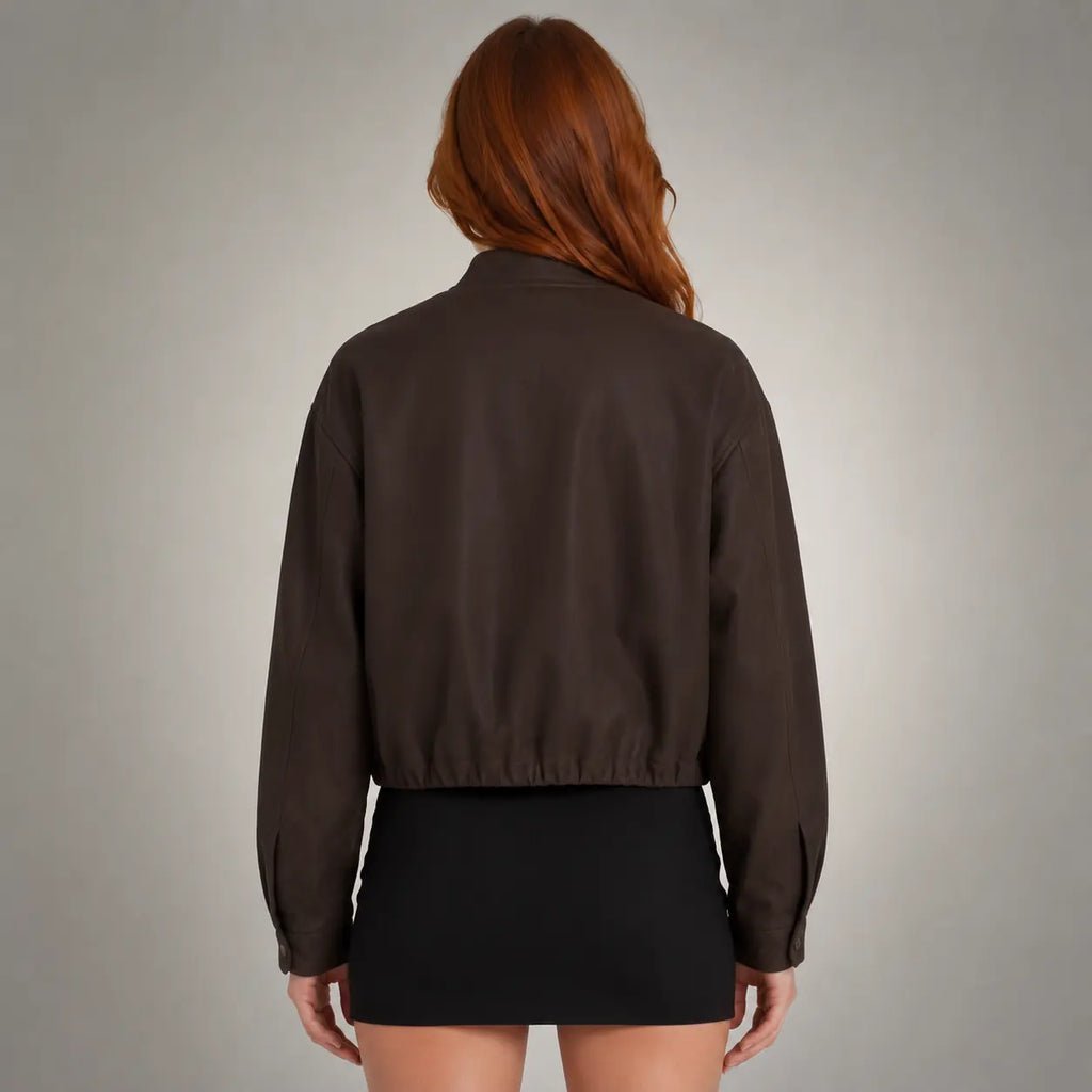 The Sloane Minimal Bomber in Espresso Brown — back