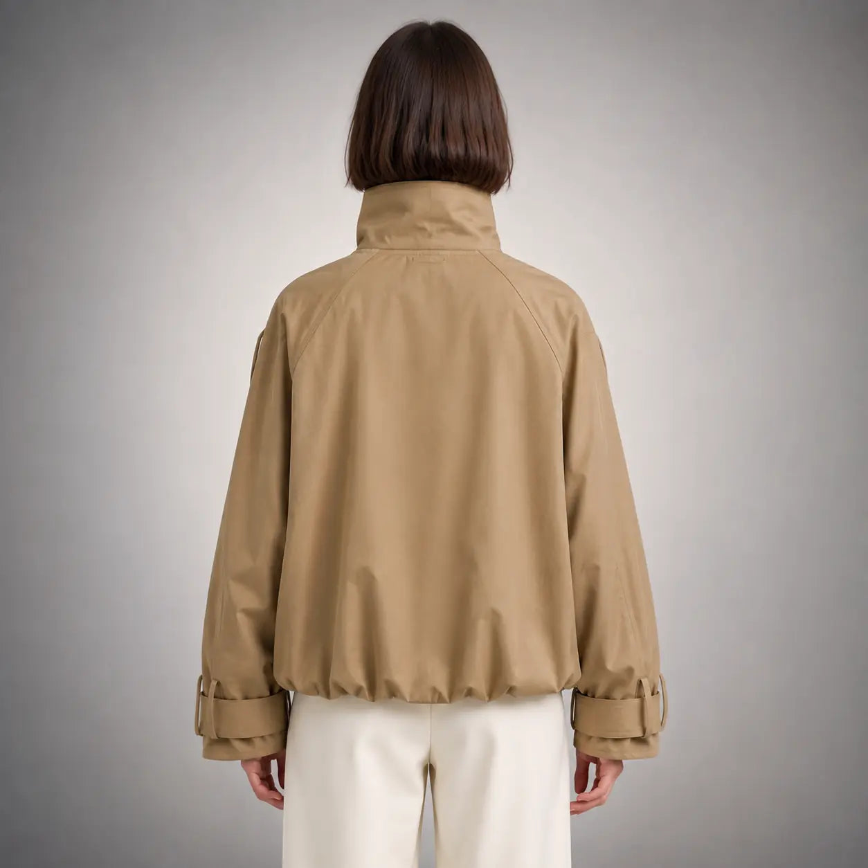The Auden Funnel-Neck Jacket in Khaki — back